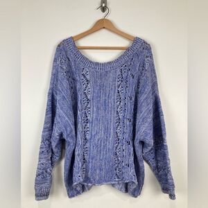 Melrose and Market Women's Sweater Size 2x Purple Off Shoulder V-Neck Casual